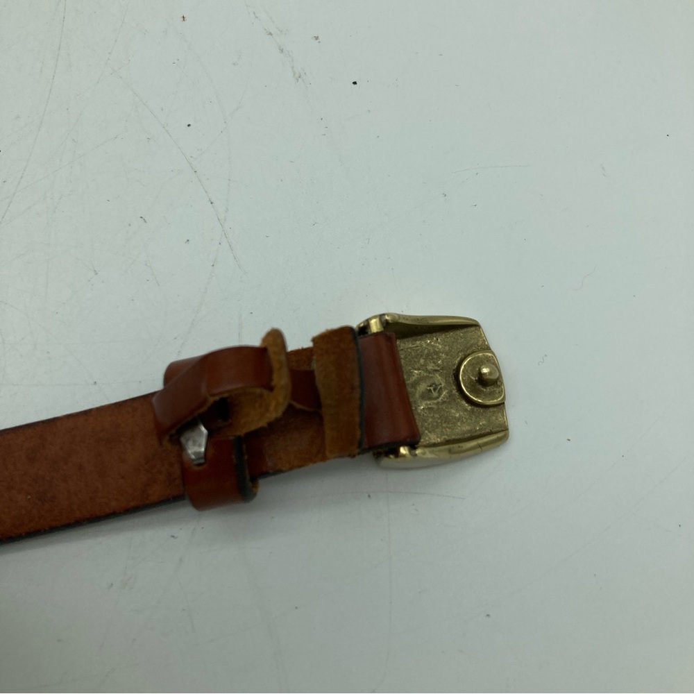 Vintage Calvin Klein Brown Leather Belt with Brass Buckle - Picture 4 of 5